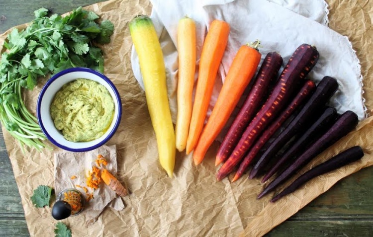 RECIPE: Fresh Hummus with Rainbow Carrots