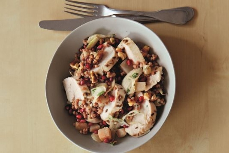 Recipe: ​Chicken with Giant Couscous, Fennel, Pear and Walnuts